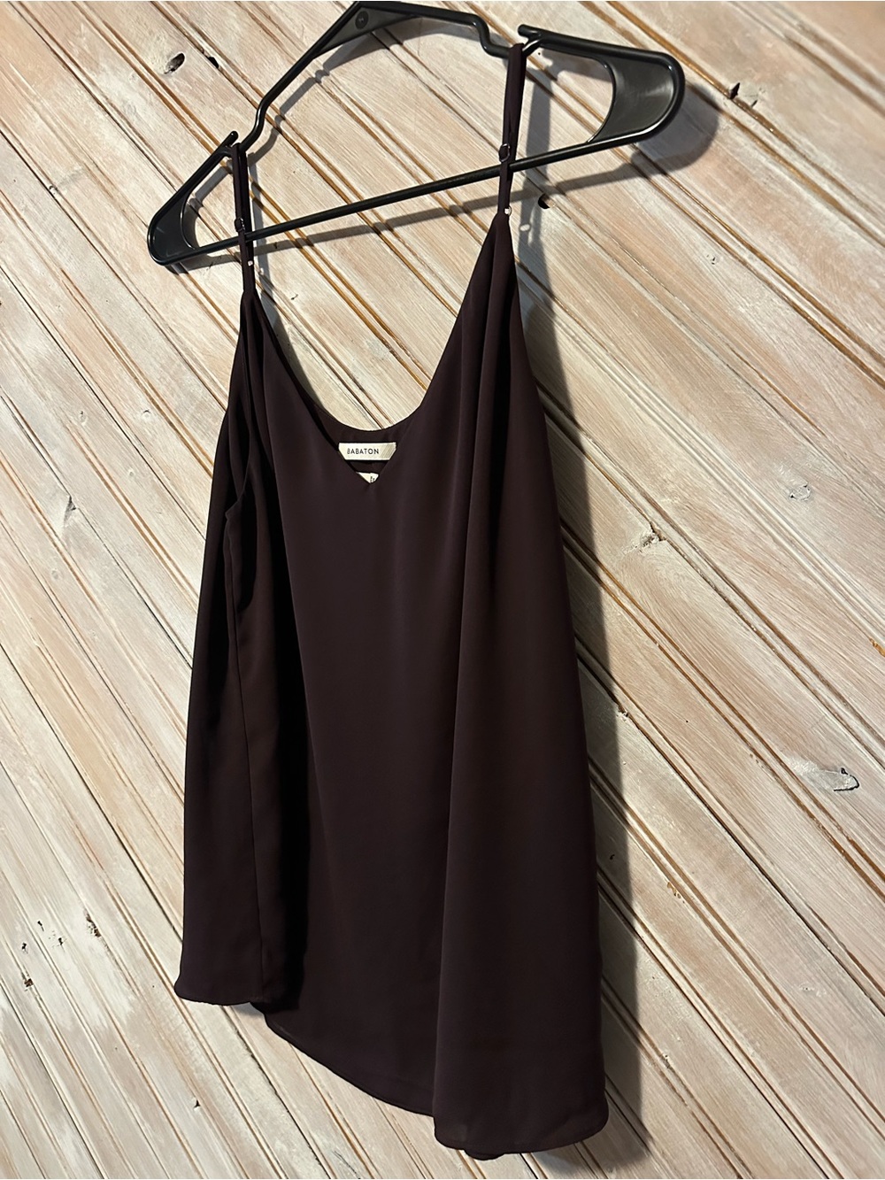 Babaton Dark Maroon Lightweight Spaghetti Adjustable Strap Mesh Tank Top - Picture 2 of 9